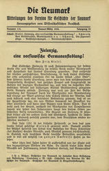 Die Neumark. Jahrg. 12 (1935) - 13 (1936).