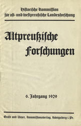 Altpreussische Forschungen. Jahrg. 6 (1929).