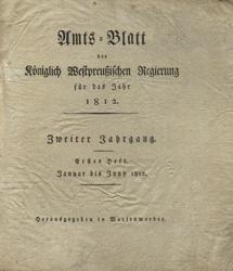 Amts-Blatt der Königlich Westpreussischen Regierung für das Jahr 1812.