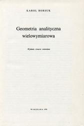 Geometria analityczna wielowymiarowa.